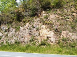 Rock outcropping of Brevard Fault